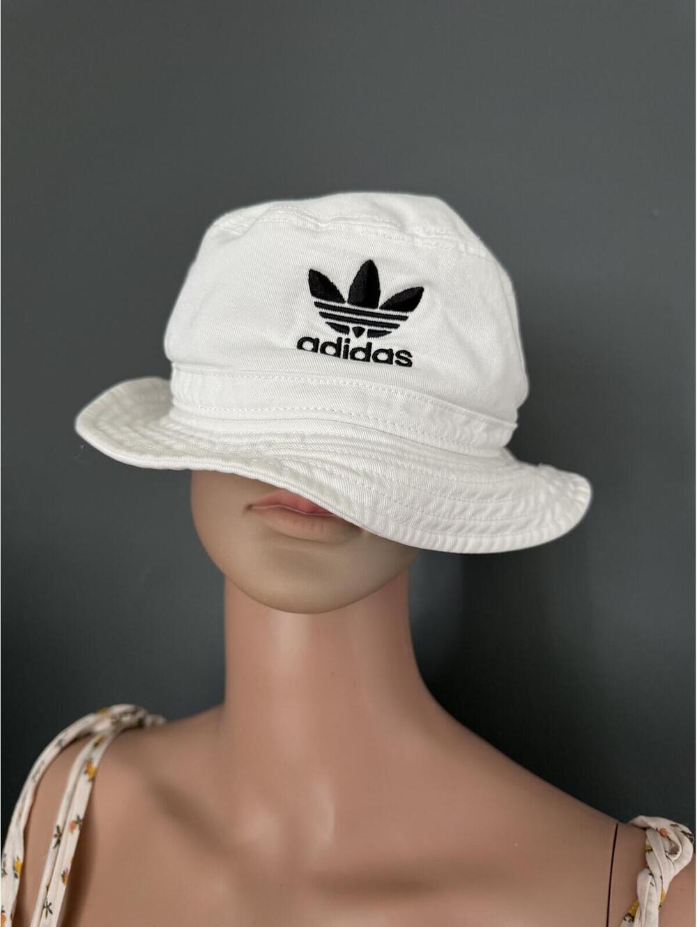 Adidas White Bucket Hat with Black Logo